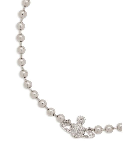 Vivienne Westwood White Thames Mini Bas Relief Orb Necklace