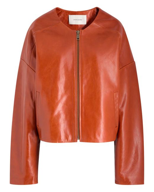 Entire studios Orange Arced Quilted Leather Jacket