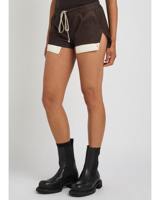 Rick Owens Brown Fog Boxers Suede Shorts