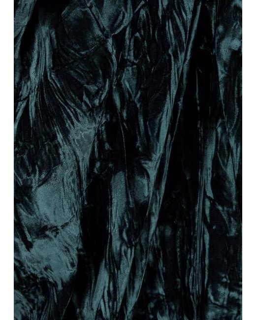 16Arlington Black Minelli Feather-trimmed Velvet Midi Dress
