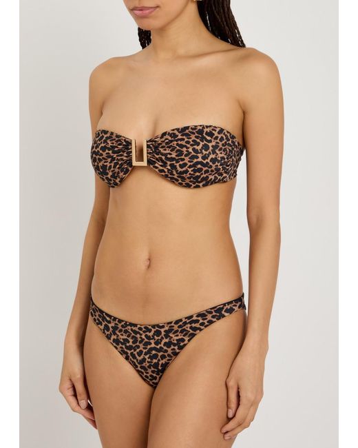 Away That Day Brown Taormina-Print Bikini Top
