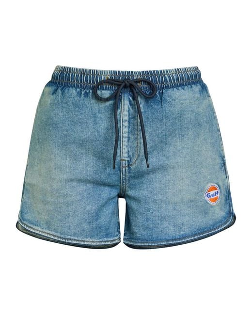 AN-Y1 Blue Star Logo-Embroidered Stretch- Shorts