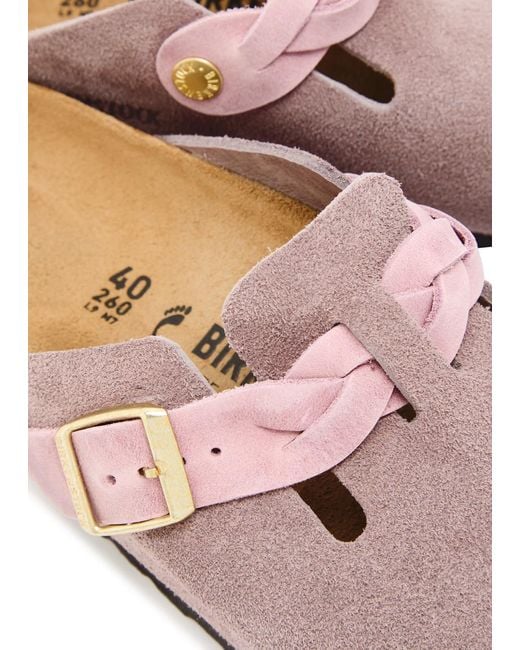 Birkenstock Pink Boston Two-Toned Suede Sliders
