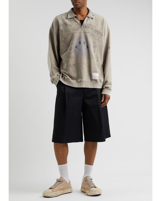 Maison Mihara Yasuhiro Gray Printed Cotton Half-Zip Sweatshirt for men