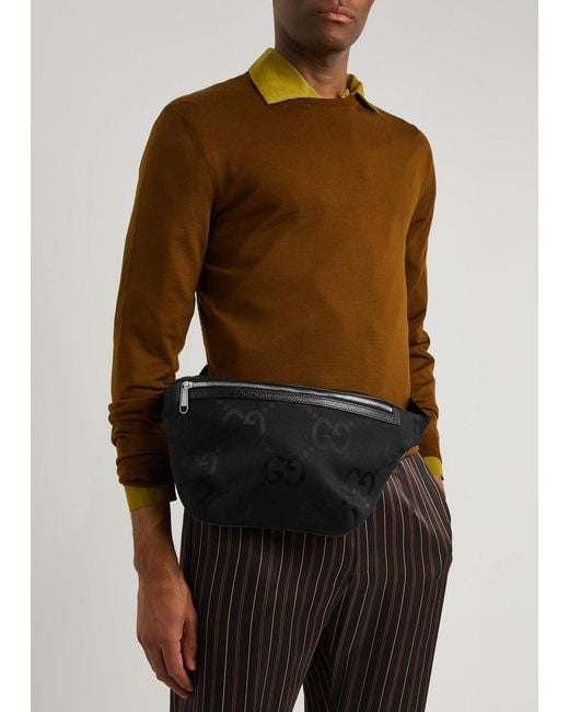 Gucci Black Jumbo gg Monogrammed Belt Bag for men