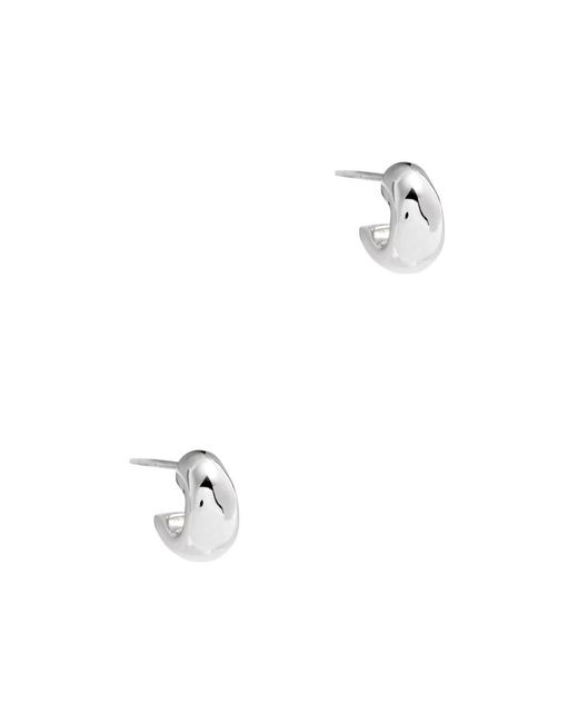 Agmes White Mini Dahlia Sterling huggie Hoop Earrings