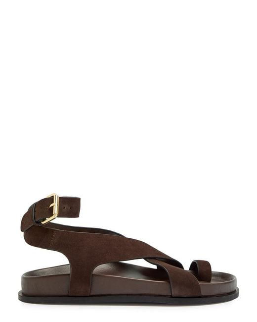 A.Emery Brown Jalen Cross-Over Suede Sandals