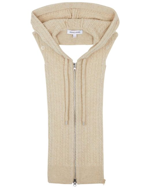 Veronica Beard Natural Bunny Hooded Cable-knit Dickey