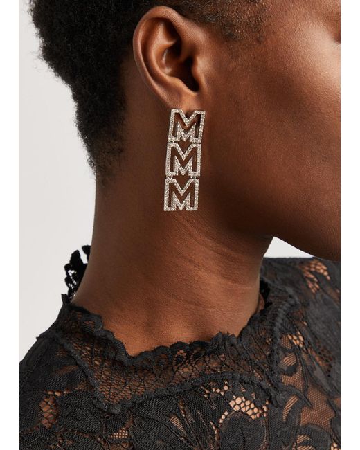 Marc Jacobs White Mj Crystal-embellished Drop Earrings