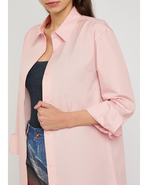 Gabriela Hearst Pink Reyes Logo-Embroidered Cotton-Poplin Shirt