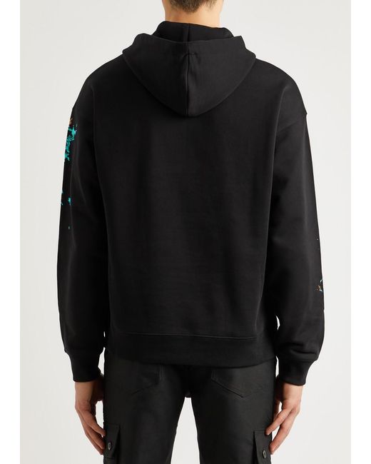 Moschino Black Paint-splatter Logo Hooded Cotton Sweatshirt for men