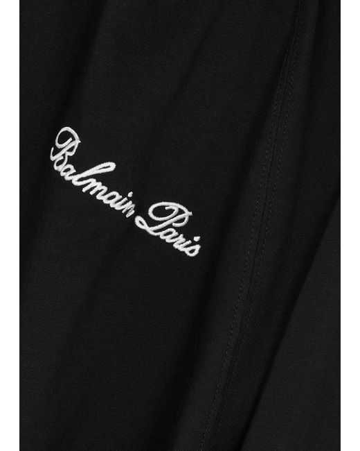 Balmain Black Logo-embroidered Cotton T-shirt