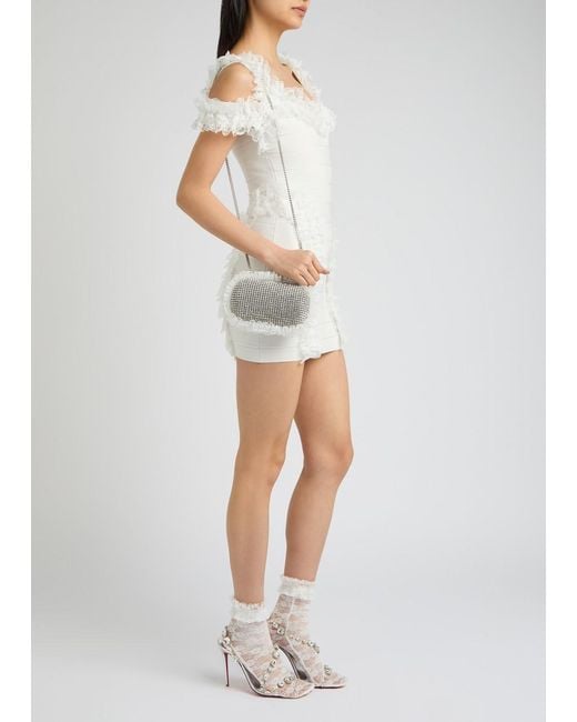 Self-Portrait Gray X Christopher Kane Lace And Crystal-Embellished Box Clutch