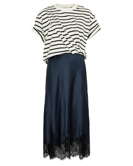 3.1 Phillip Lim Blue Striped Cotton And Satin Midi Dress