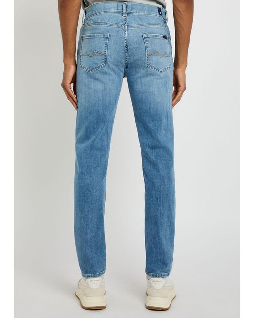 7 For All Mankind Blue Slimmy Tapered Luxe Performance Jeans for men