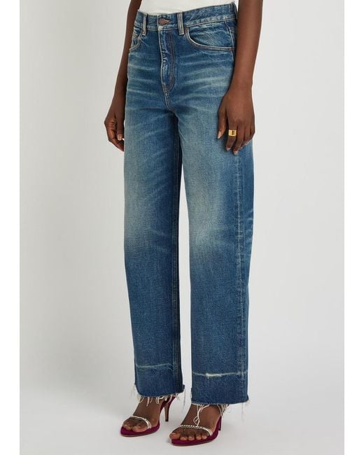 Chloé Blue Distressed Straight-Leg Jeans