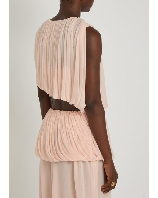 Ronny Kobo Pink Chelly Gathered Asymmetric Tissue Jersey Cropped Top