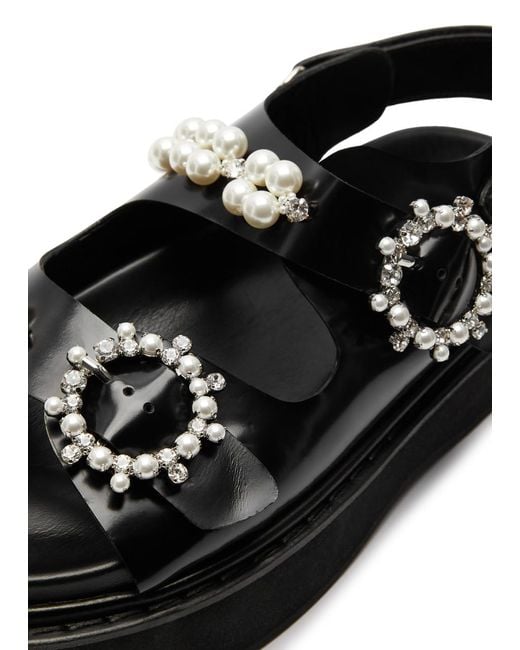 Simone Rocha Black Embellished Leather Platform Sandals