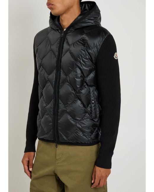 Moncler Black Close-Knit And Nylon Jacket for men