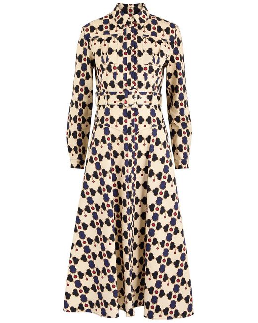 Borgo De Nor White Printed Stretch-Cotton Midi Dress