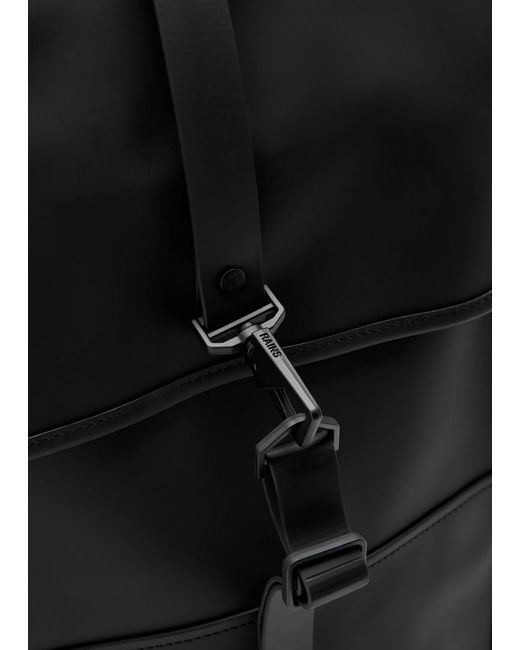 Rains Black Rubberised Backpack for men