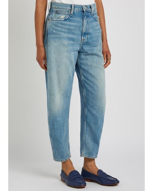 Polo Ralph Lauren Blue Distressed Straight-Leg Ankle Jeans