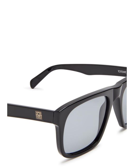 Totême Gray Navigator Square-Frame Sunglasses