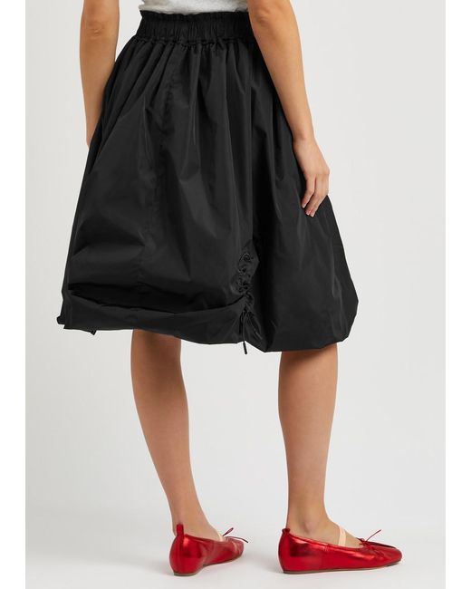 Simone Rocha Black Ruched Nylon Midi Skirt