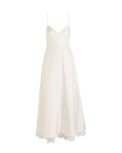 Rohe White Lace-Hem Silk Maxi Dress