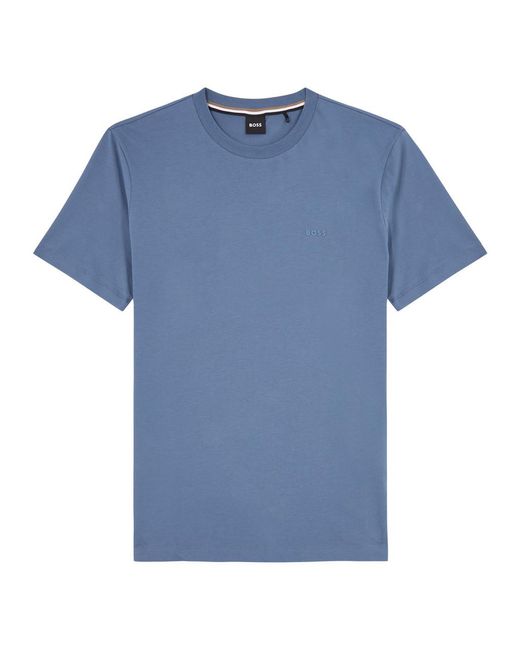 Boss Blue Logo Cotton T-Shirt for men