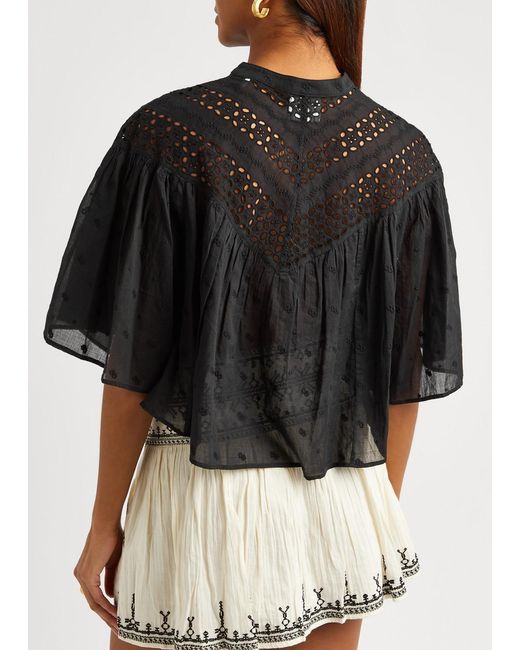 Isabel Marant Black Safi Broderie-anglaise Cotton Blouse