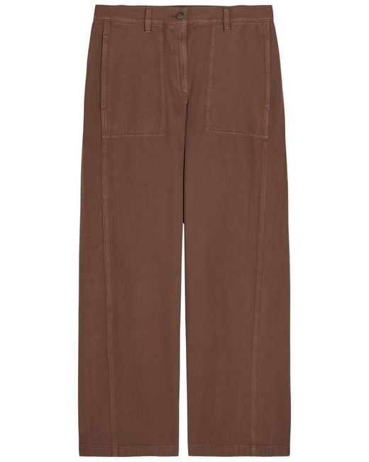 Eileen Fisher Brown Wide-Leg Cotton Trousers