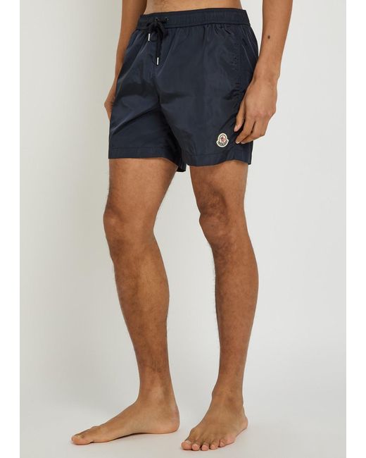 Moncler Blue Logo Shell Swim Shorts for men