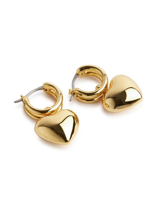 Jenny Bird Metallic Puffy Hearts 14kt -dipped Hoop Earrings