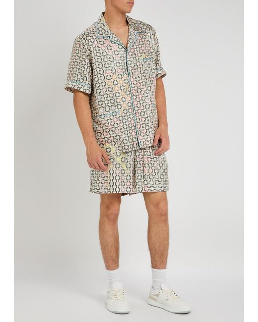 Givenchy White Logo-Intarsia Silk Pyjama Shorts for men