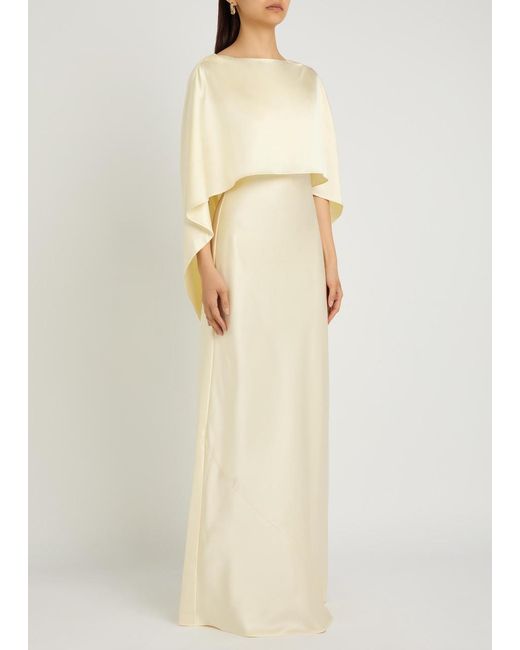 Heirlome Natural Anna Cape Silk Maxi Dress