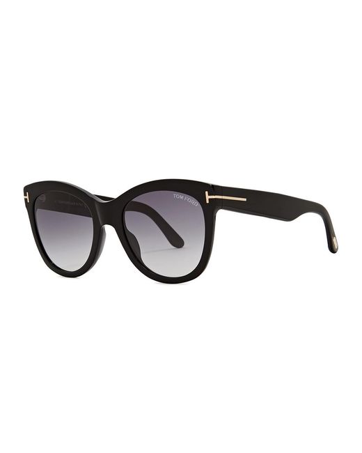 Tom Ford Black Wallace Round Frame Sunglasses Bkot 01b for men