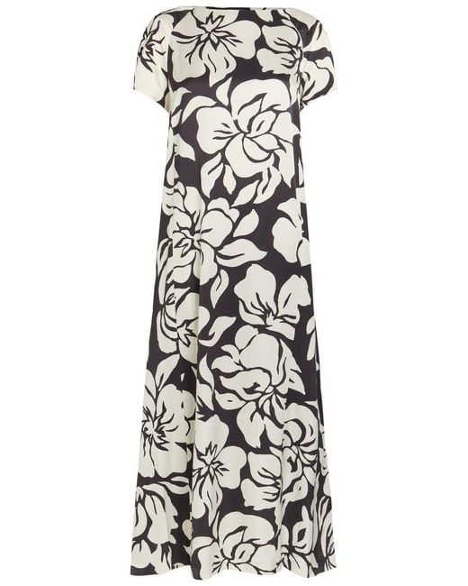 Dries Van Noten Black Davita Floral-Print Satin Midi Dress