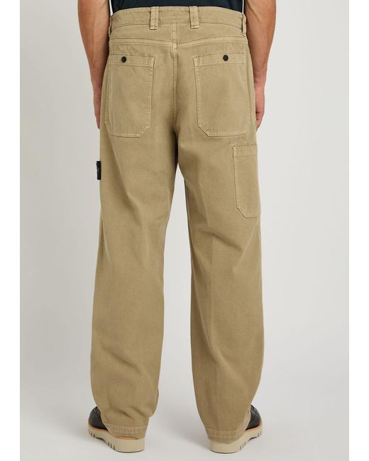Stone Island Natural Straight-Leg Canvas Trousers for men