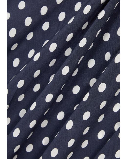 Rixo Blue Ardith Polka Dot-print Silk Midi Skirt