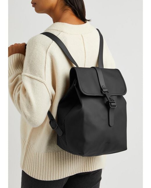 Rains Black Bucket Rubberised Backpack