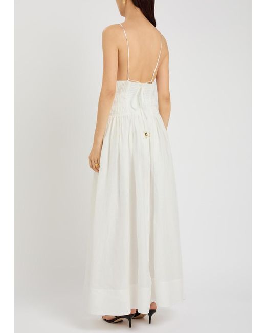 Aje. White Helene Pleated Ramie Maxi Dress