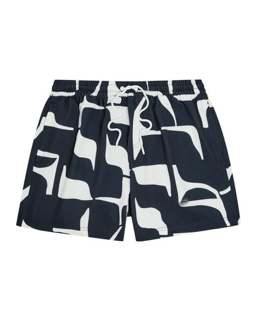 Raith Blue Massira Patterned Woven Swim Shorts for men