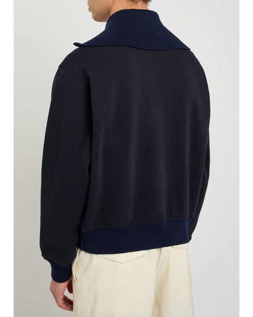 Jil Sander Blue Half-Zip Cotton Polo Sweatshirt for men