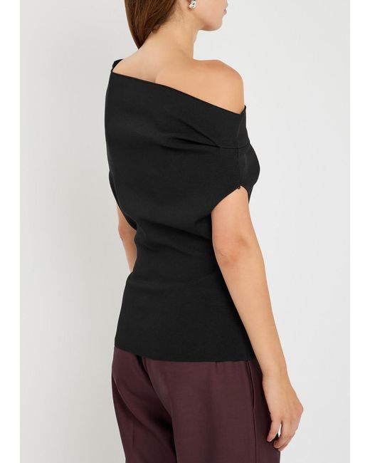 ARMARIUM Black Debra Asymmetric Stretch-Knit Top