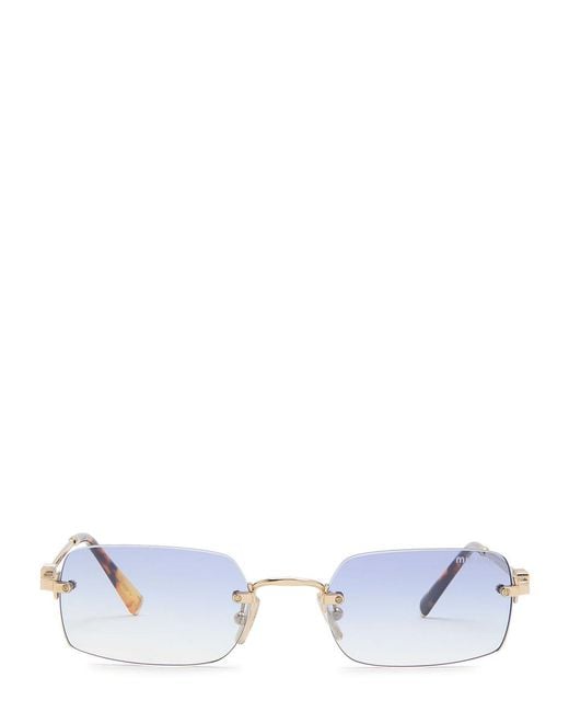 Miu Miu White Rimless Rectangle-Frame Sunglasses