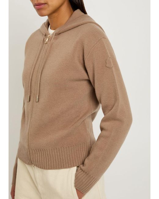 Moncler Brown Hooded Wool And Cashmere-Blend Cardigan