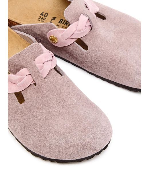 Birkenstock Pink Boston Two-Toned Suede Sliders
