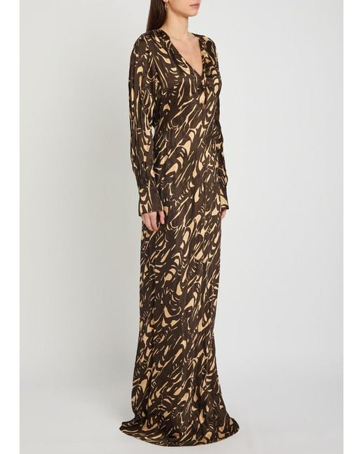 Joseph Natural Adore Printed Crinkled Satin Midi Dress