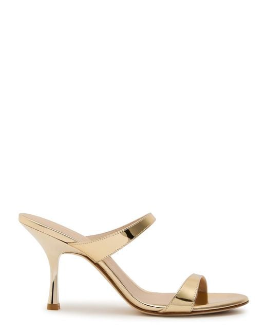 Stuart Weitzman Nudist 85 Metallic Leather Mules